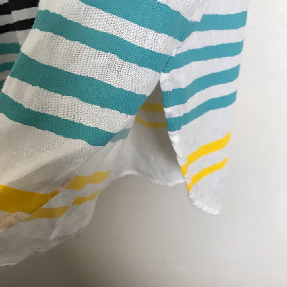 Lauren Ralph Lauren Striped Linen Tunic Top Size 2X White Band Collar Relax Fit - Picture 4 of 15